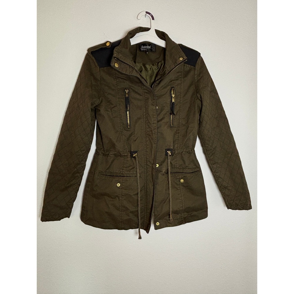 Hotwind Olive Green Utility Jacket Quilted Sleeves Military Field Coat Womens M